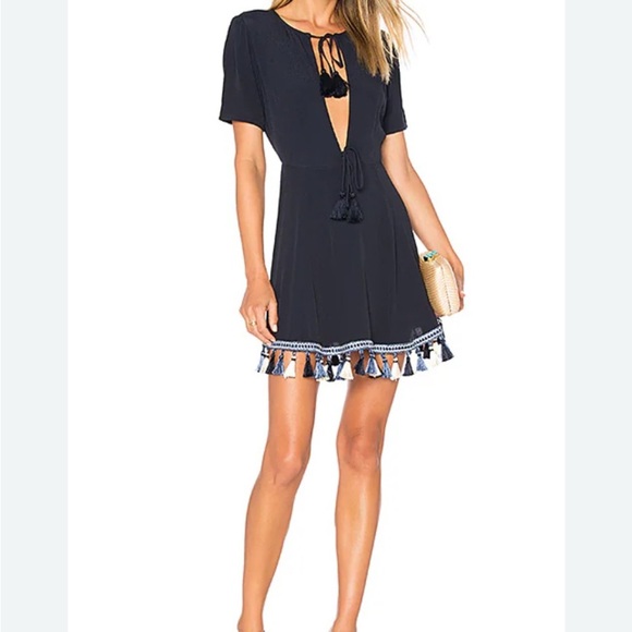 REVOLVE Dresses & Skirts - NWT Revolve Tularosa Tallulah Navy Blue Tassel
Keyhole Dress Size S